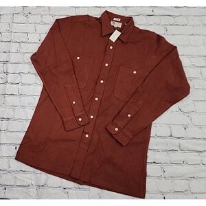 NWT Vintage Alan Flusser Flannel Shirt Front Pocket Rust Orange Size Medium Mens